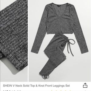 Grey ribbed lounge set